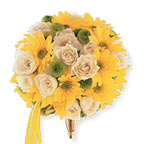 Round Yellow Cluster Bouquet Wedding Flowers